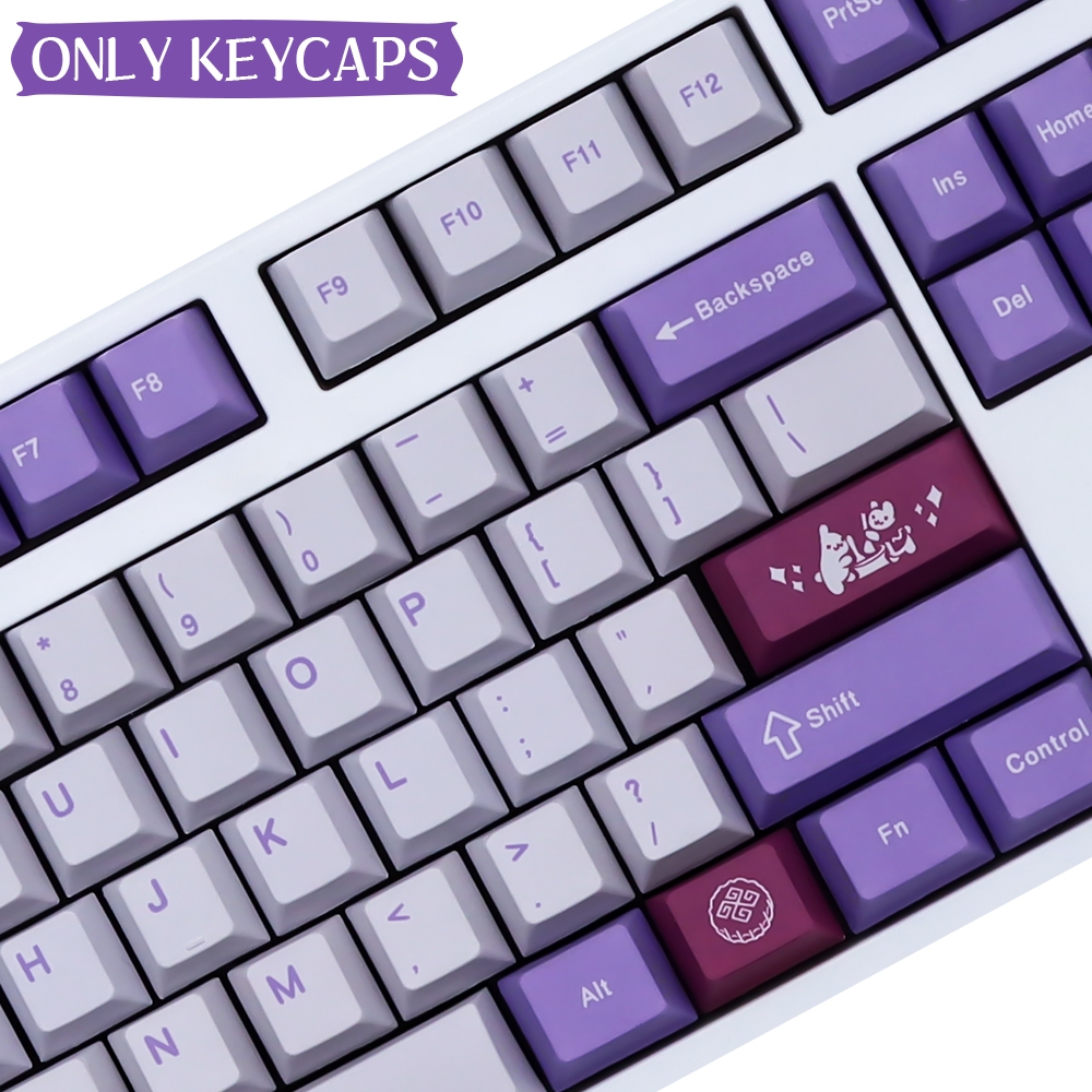 Tuzi Rabbit Keycap Purple Color PBT cherry Profile keycaps Nút Bàn Phím PBT Hình Thỏ Màu Tím Cho Gk 68/87/980