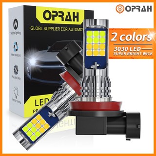 Bộ 2 đèn led sương mù h11 h3 h7 h8 hb4 / 9006 3030 24smd drl ánh sáng trắng + vàng chuyên dụng cho xe hơi