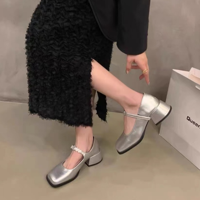 Giày Cao Gót Da Đế Dày Phong Cách Anh Quốc Thời Trang Xuân Thu Cho Nữ