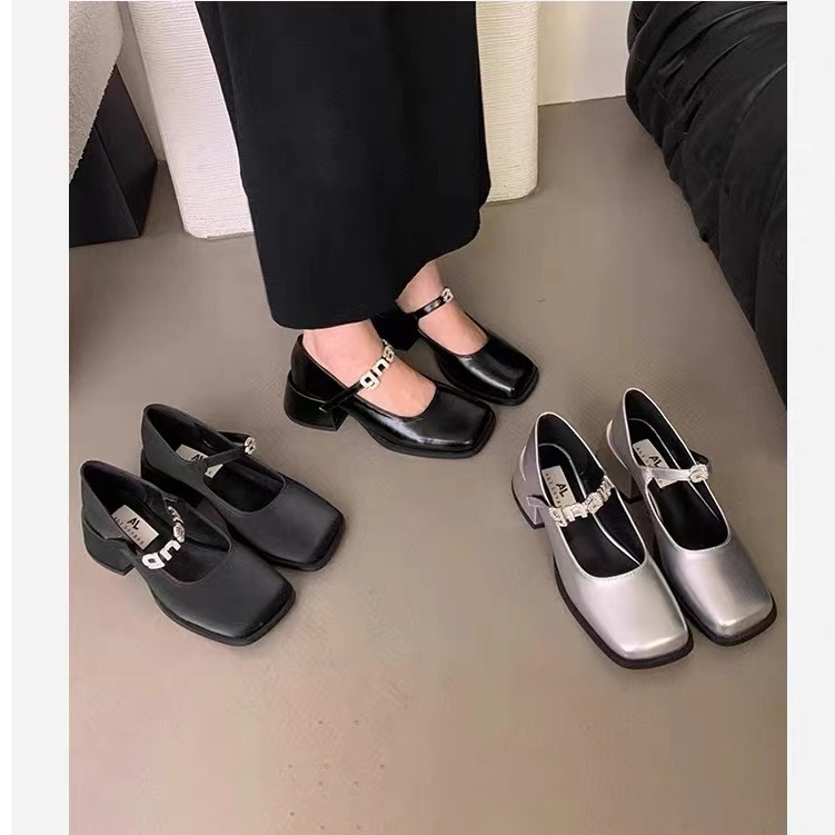 Giày Cao Gót Da Đế Dày Phong Cách Anh Quốc Thời Trang Xuân Thu Cho Nữ