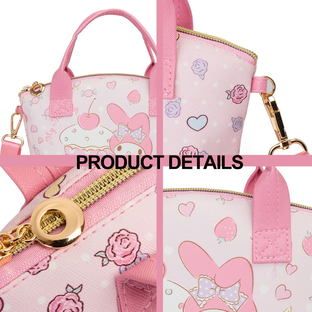 Sanrio Túi Xách Đeo Vai Kích Cỡ Lớn Có Khóa Kéo Dễ Thương Xinh Xắn 2024