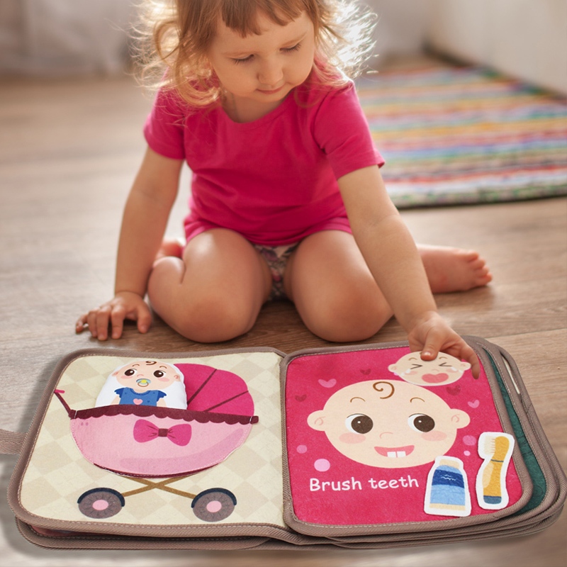 Sách vải cho bé sách bận Phát triển vận động tinh giáo dục sớm Đồ chơi montessori