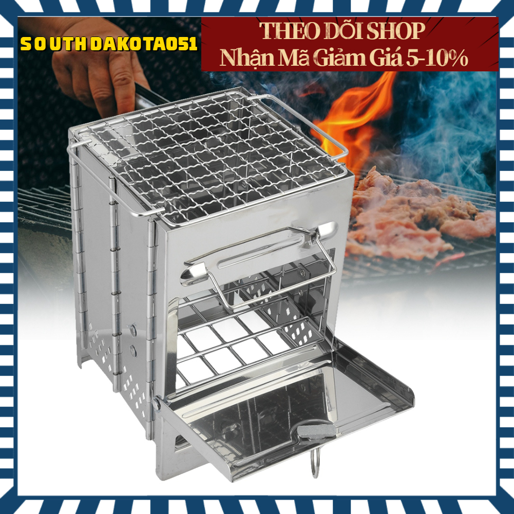 Bếp Củi cắm trại ngoài trời di động - Bếp đốt củi gấp gọn dã ngoại bằng thép không gỉ【Southdakota051】