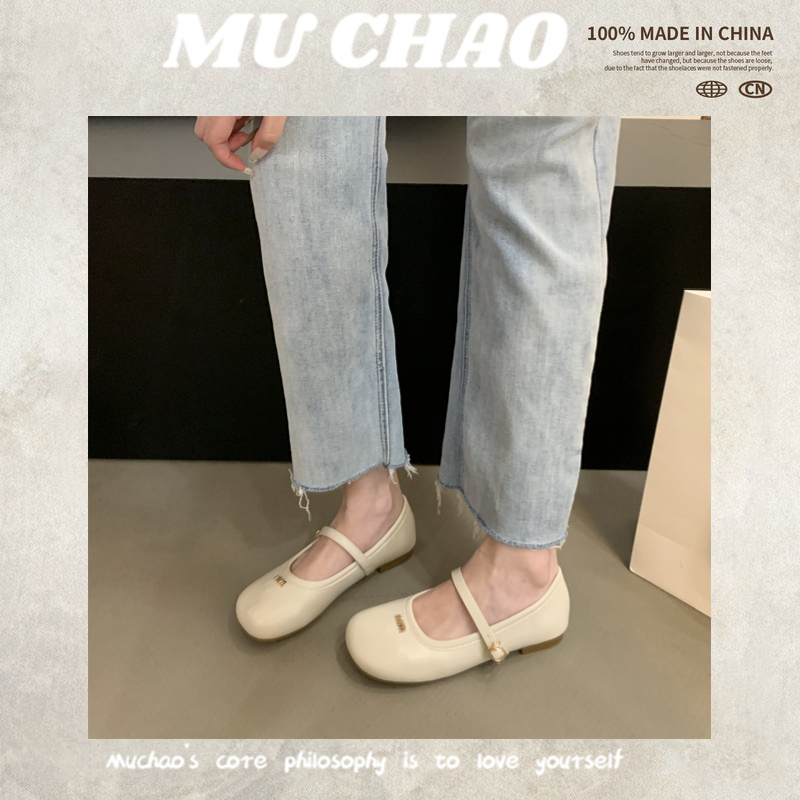 MUCHAO Giày Búp Bê mary jane Đế Mềm Có Khóa Cài Thời Trang Cho Nữ