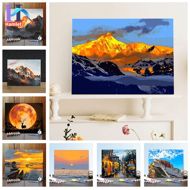 Hamlet【30*40cm】Núi/băng tuyết/phong cảnh/Tranh sơn dầu số hóa /Tranh Số Hoá / tranh tô màu theo số/ 