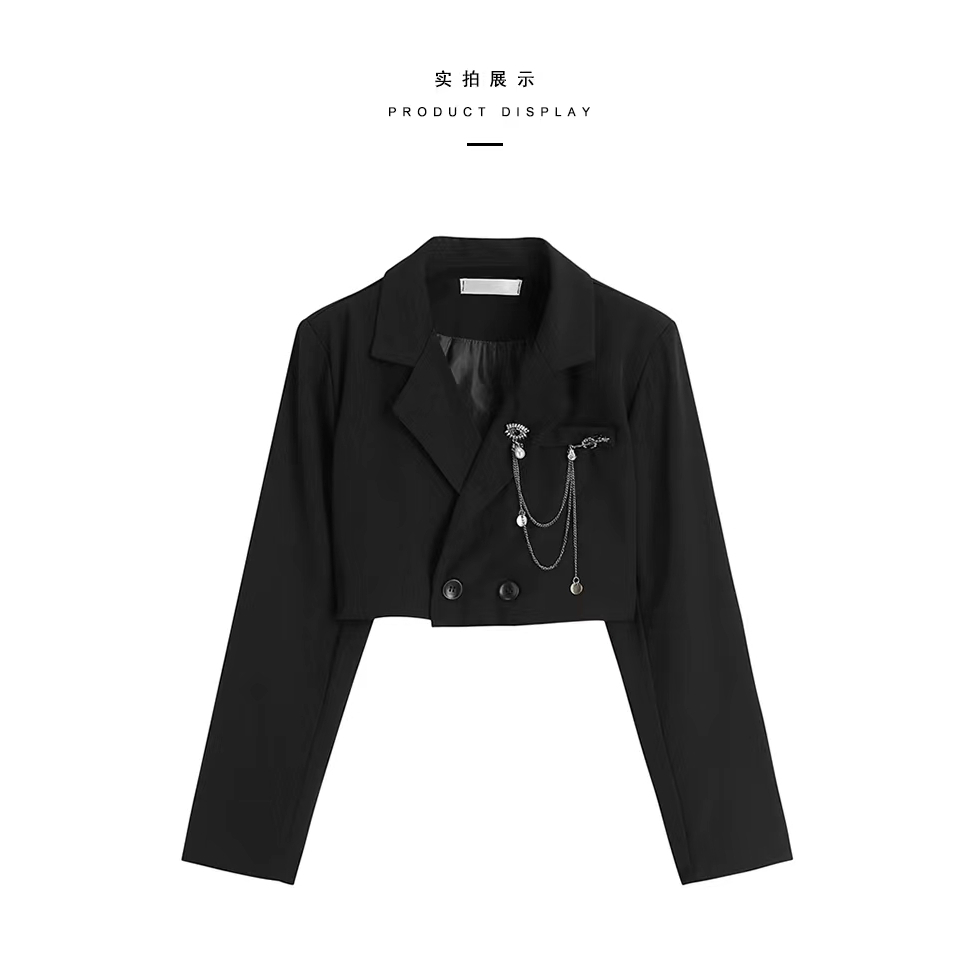 Set Áo Khoác + Đầm Đen Phong Cách retro Thời Trang Mùa Thu 2023#0916#