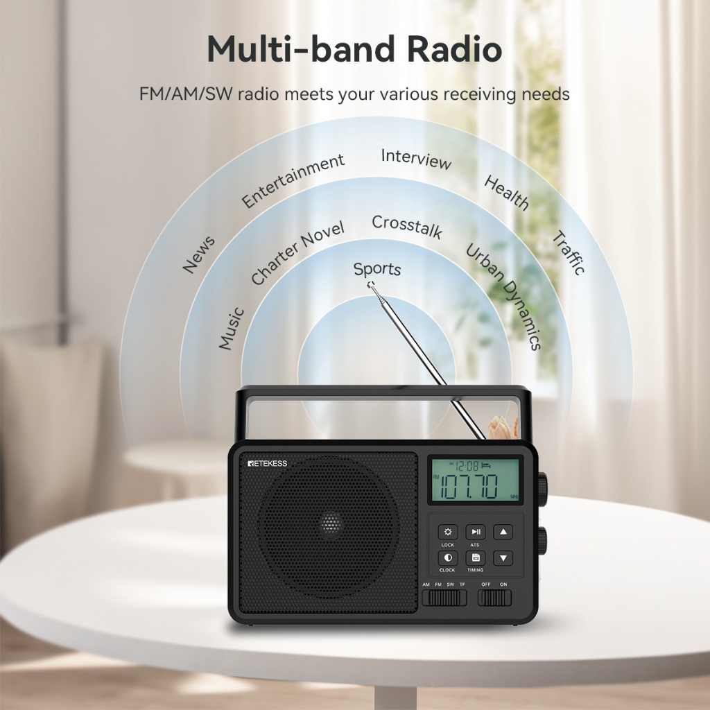 Radio bluetooth retekess tr638 Có Màn Hình lcd Cho Người Lớn Tuổi