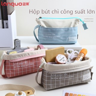 Languo Túi Đựng Bút Bằng Vải canvas Sức Chứa Lớn Tiện Dụng Ốp