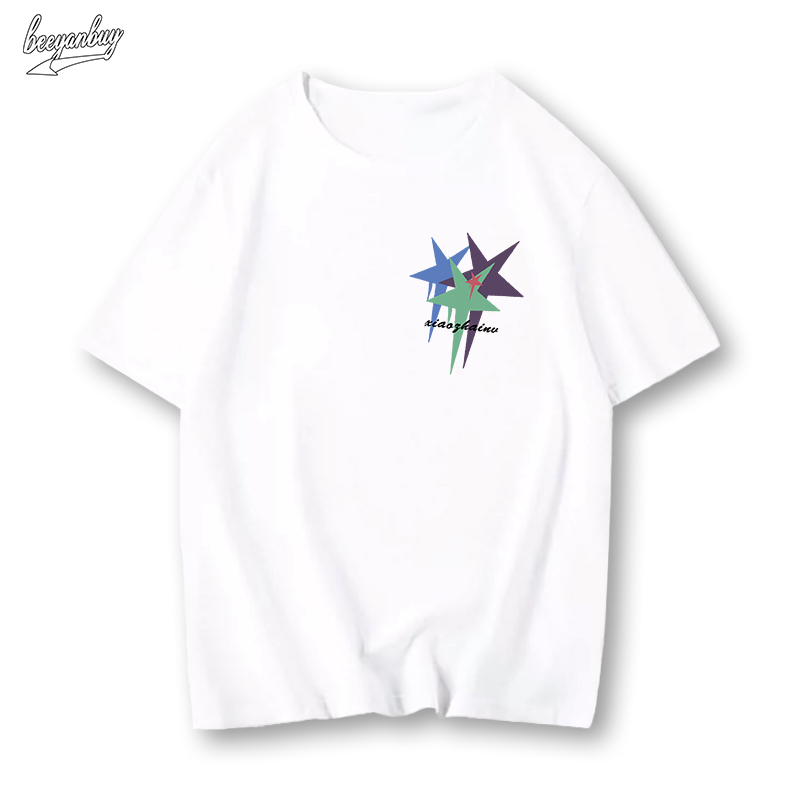 Áo phông nam trắng BEEYANBUY áo thun basic tay lỡ in hình Star unisex ulzzang 100% cotton-Y0452