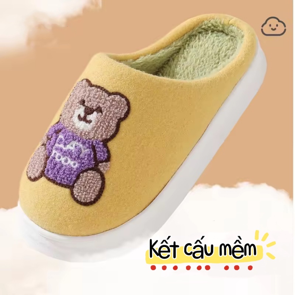 😜Dép Bông Đi Trong Nhà Mùa Đông Chất Liệu cotton Dày Dặn Chống Trượt Họa Tiết Hoạt Hình