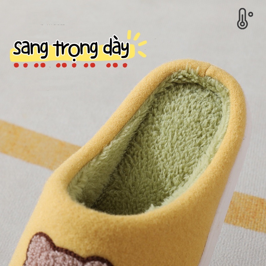 😜Dép Bông Đi Trong Nhà Mùa Đông Chất Liệu cotton Dày Dặn Chống Trượt Họa Tiết Hoạt Hình