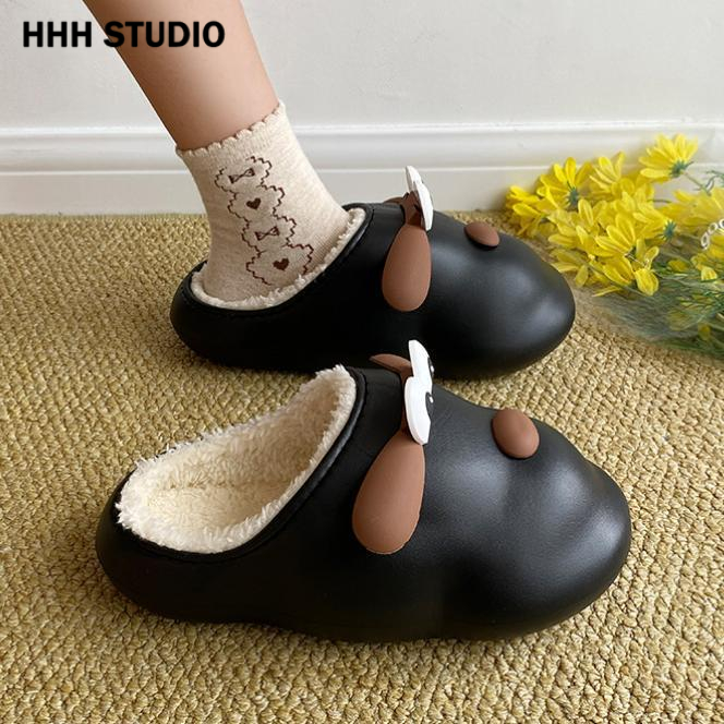 HHH  Dép bông Dép Lông đi trong nhà ĐẾ CAO SU Siêu nhẹ Điểm nhấn Thấm hút mồ hôi Chống bám bụi FMR23B0ODJ 46Z231117