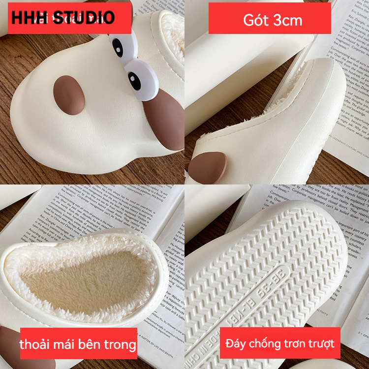 HHH  Dép bông Dép Lông đi trong nhà ĐẾ CAO SU Siêu nhẹ Điểm nhấn Thấm hút mồ hôi Chống bám bụi FMR23B0ODJ 46Z231117