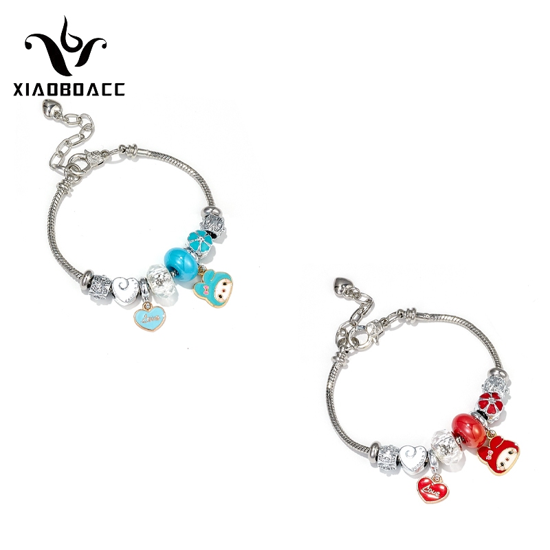 XiaoboACC Vòng Tay Hở Bằng Inox Họa Tiết Hoạt Hình Melody Kuromi Dễ Điều Chỉnh DIY