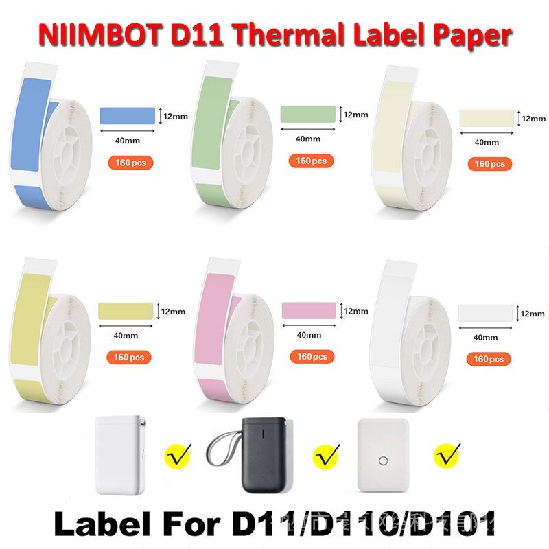 Niimbot D11/D110/D101 Nhãn dán nhãn cáp 12.5mm Cuộn giấy 65 Nhãn Niimbot Máy in nhãn nhiệt để nhận d