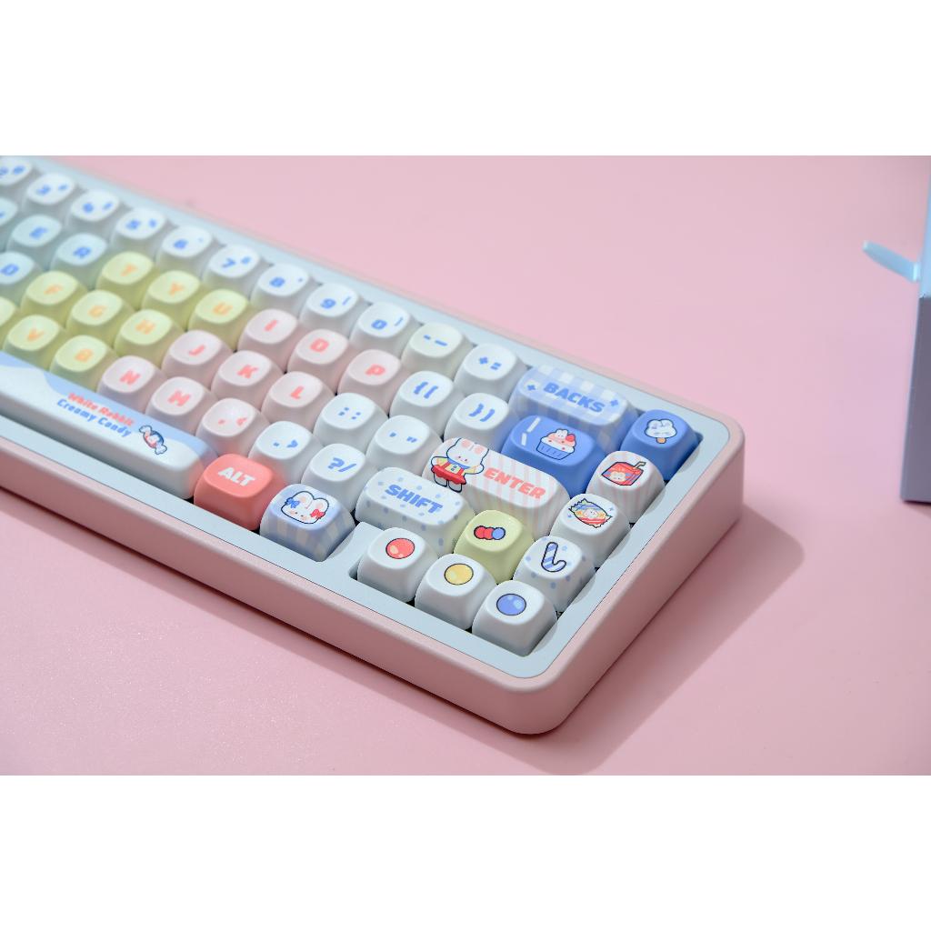 Keycaps GMK Thỏ Trắng, 126 Phím Keycaps MOA Profile DYE-SUB Keycaps GMK Cá Tính Cho Bàn Phím Cơ