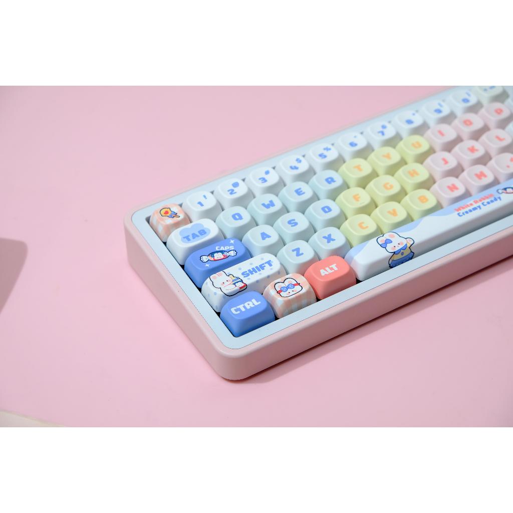 Keycaps GMK Thỏ Trắng, 126 Phím Keycaps MOA Profile DYE-SUB Keycaps GMK Cá Tính Cho Bàn Phím Cơ