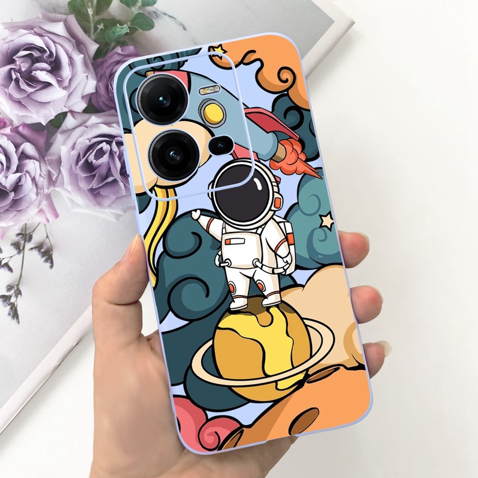 Ốp Điện Thoại Silicon Mềm Hình Phi Hành Gia Cho vivo v25 v25e v27e v2237 v2022 v2201 vivov25 v 25e v 27e