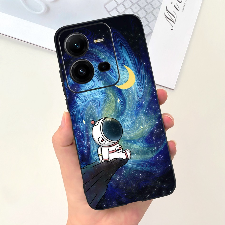 Ốp Điện Thoại Silicon Mềm Hình Phi Hành Gia Cho vivo v25 v25e v27e v2237 v2022 v2201 vivov25 v 25e v 27e