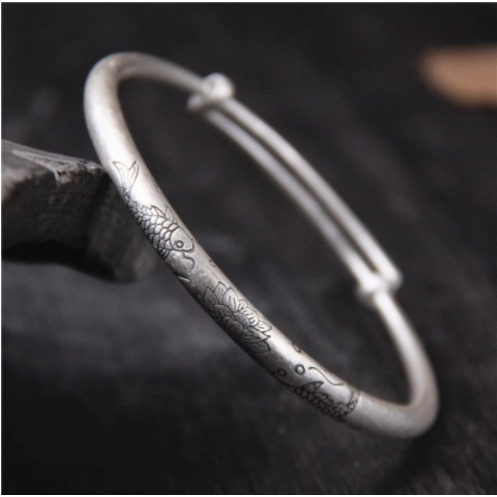Vòng Tay Bạc Sterling S990 Hình Cá Thái Cực Quyền Thủ Công Cho Nữ [1 / 30]