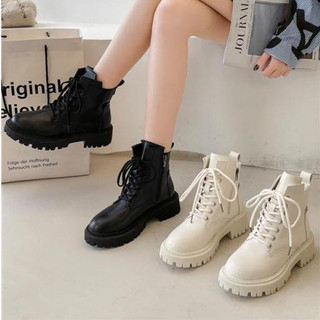 2023 Spring Fashion British Style Low-cut Sheepskin-Lined Martin Boots For Women
