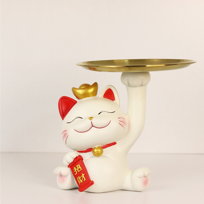 Mèo Thần Tài Khay Chứa Đồ Bát Dung Tích Lớn Nhựa Dễ Thương Tượng Trang Trí Cho Máy Tính Để Bàn Văn Phòng Nhà Quà Tặng Gonaments E.