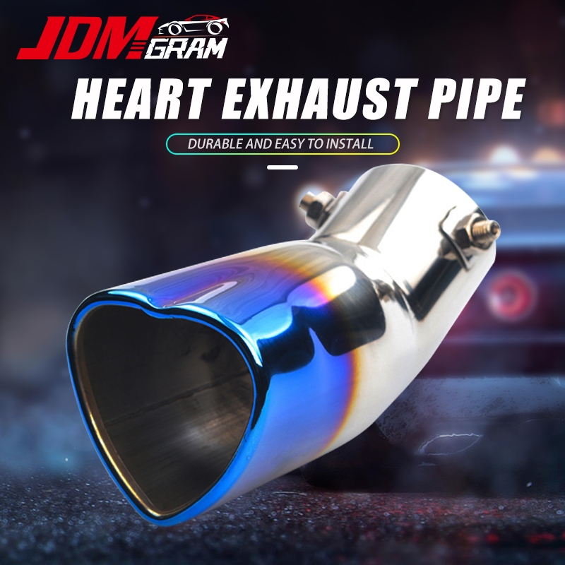 Ống Xả Khí Thải Giảm Thanh Bằng Thép Titan Không Gỉ Mạ Crom Hình Trái Tim Màu Xanh Dương Cho Xe Hơi Đua