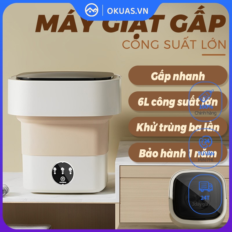 Máy Giặt Mini Tự Động Gấp Gọn Máy Giặt Đồ Lót Tất Vớ Giặt Đồ Cho Bé Dung Tích 6L Tự Vắt Khô Khử Khuẩn Tiện Dụng-Bảo hành 12 tháng