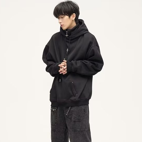 Áo Khoác Hoodie Dáng Rộng In Hình Thời Trang Cho Nam áo hoodie cổ cao Xu hướng giản dị màu lỏng lẻo và thoải mái