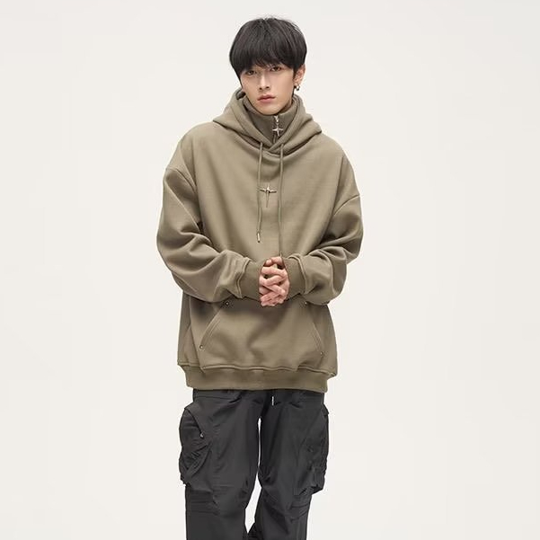 Áo Khoác Hoodie Dáng Rộng In Hình Thời Trang Cho Nam áo hoodie cổ cao Xu hướng giản dị màu lỏng lẻo và thoải mái