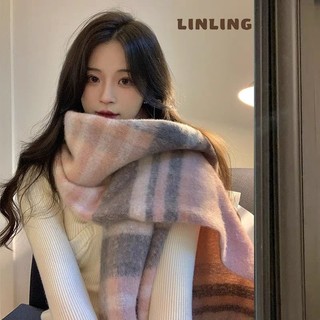 LINLING  Khăn len quàng cổ trơn nam nữ dày dặn ấm áp mềm mịn và không xù lông WSP23B0S1J 47Z231122