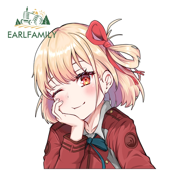Earlfamily 13cm x 8.4cm Dán Xe Ô Tô Inoue Takina Lycoris giật Peeker Caravan Chống Thấm Nước Decal Ván Lướt Sóng Anime RV JDM Miếng Dán