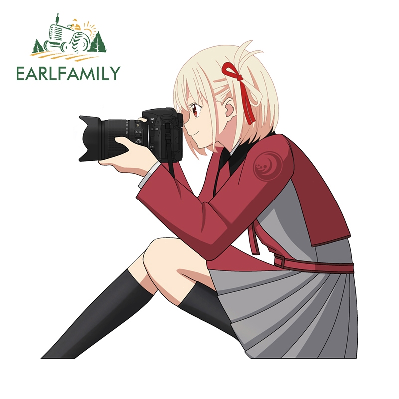 Earlfamily 13cm x 8.4cm Dán Xe Ô Tô Inoue Takina Lycoris giật Peeker Caravan Chống Thấm Nước Decal Ván Lướt Sóng Anime RV JDM Miếng Dán