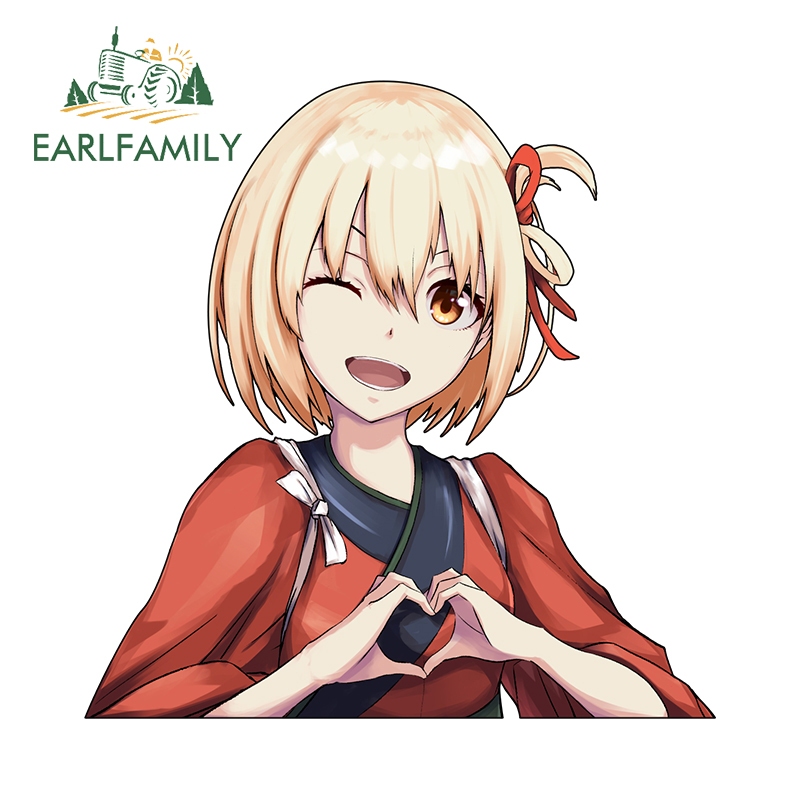 Earlfamily 13cm x 8.4cm Dán Xe Ô Tô Inoue Takina Lycoris giật Peeker Caravan Chống Thấm Nước Decal Ván Lướt Sóng Anime RV JDM Miếng Dán
