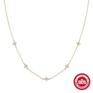 Dây chuyền bạc nữ S925 Silver，18k cỏ bốn lá zircon vòng cổ đơn giản cho phụ nữ