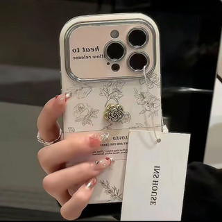 Sang Trọng Ốp Điện Thoại Silicon Mềm Chống Sốc Bảo Vệ camera In Hình Hoa Hồng Cho iphone15 14 13 12 pro max