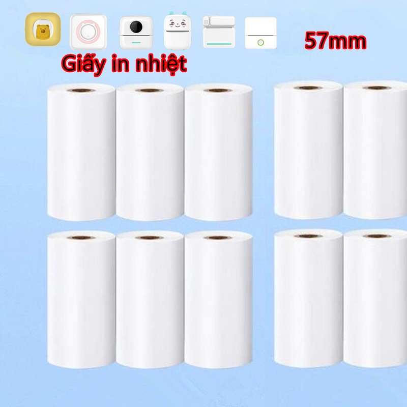 【10rolls】Máy In Ảnh mini Bỏ Túi Bằng Giấy 57mm