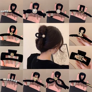 Kẹp Tóc Cá Mập Bằng Nhung Màu Đen Kích Thước Lớn Phong Cách Hàn Quốc Thời Trang Cho Nữ