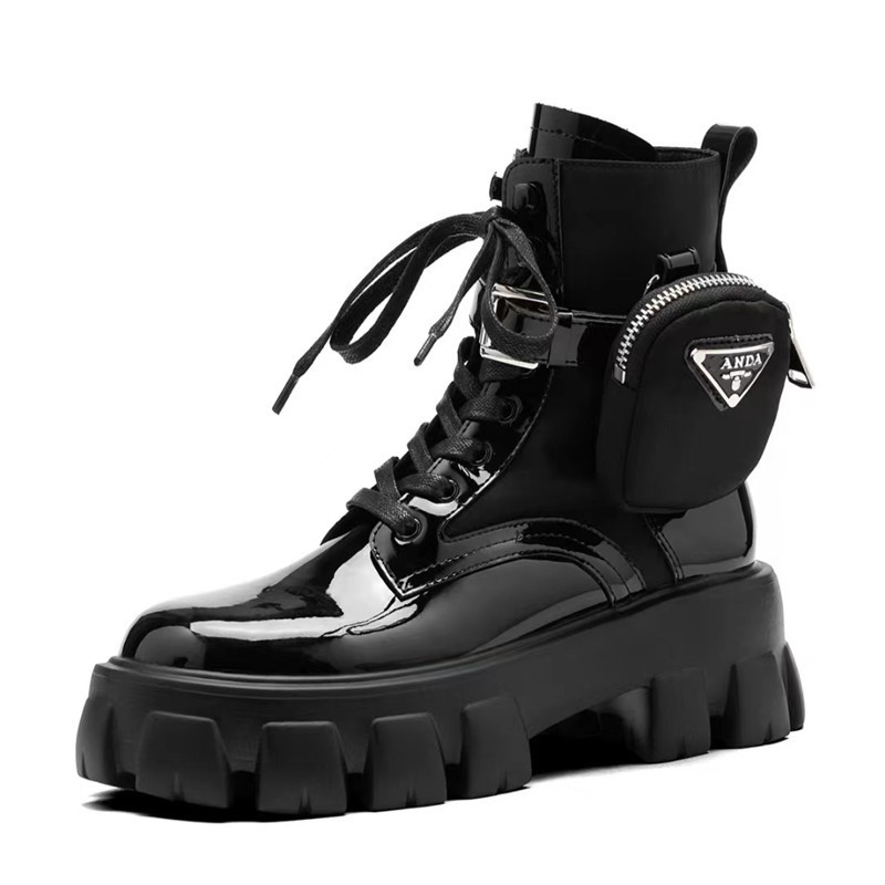 Renben Giày Bốt martin Đế Dày Có Túi Thời Trang