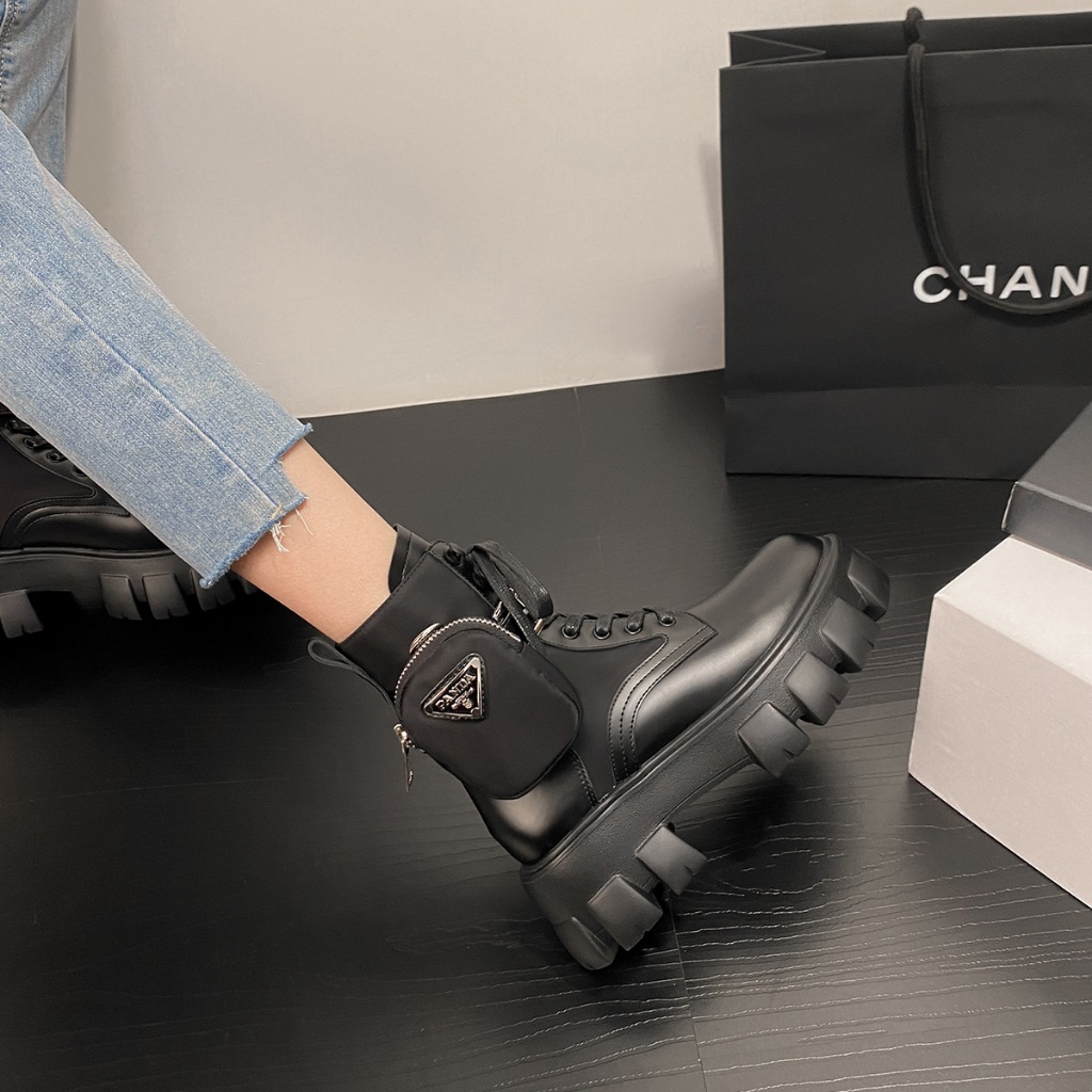 Renben Giày Bốt martin Đế Dày Có Túi Thời Trang