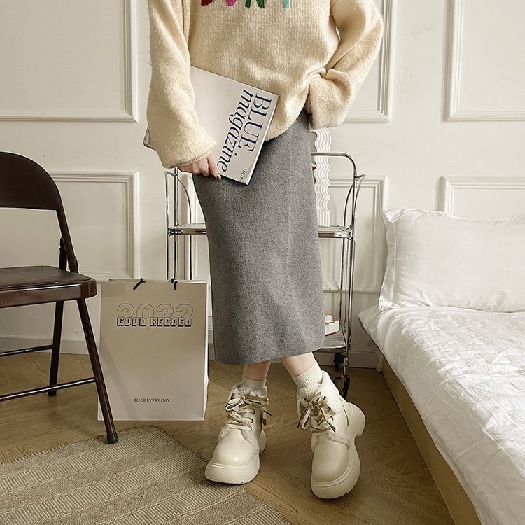 Giày Bốt martin Lót Lông Giữ Ấm Mùa Đông Phong Cách Nhật Bản Dễ Thương