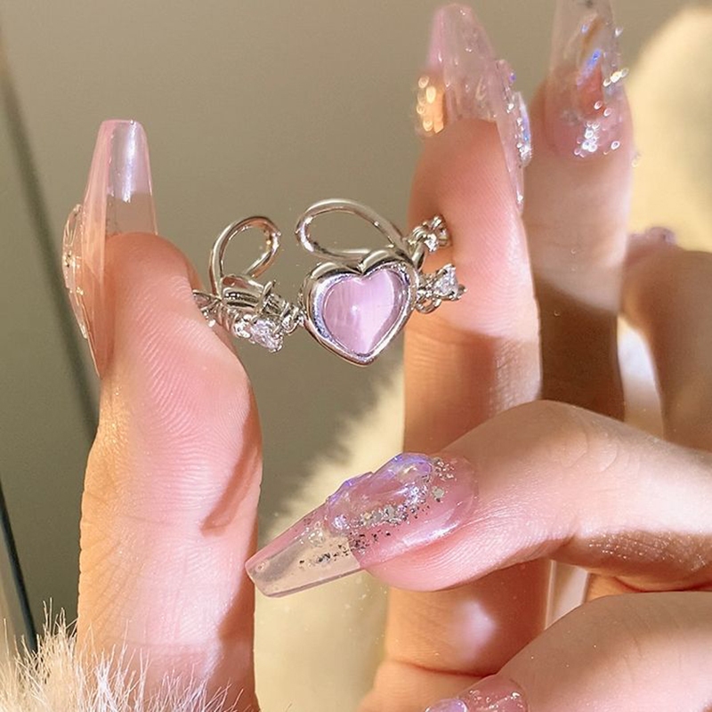 Nhẫn Đính Đá opal Màu Hồng Thời Trang Cho Nữ
