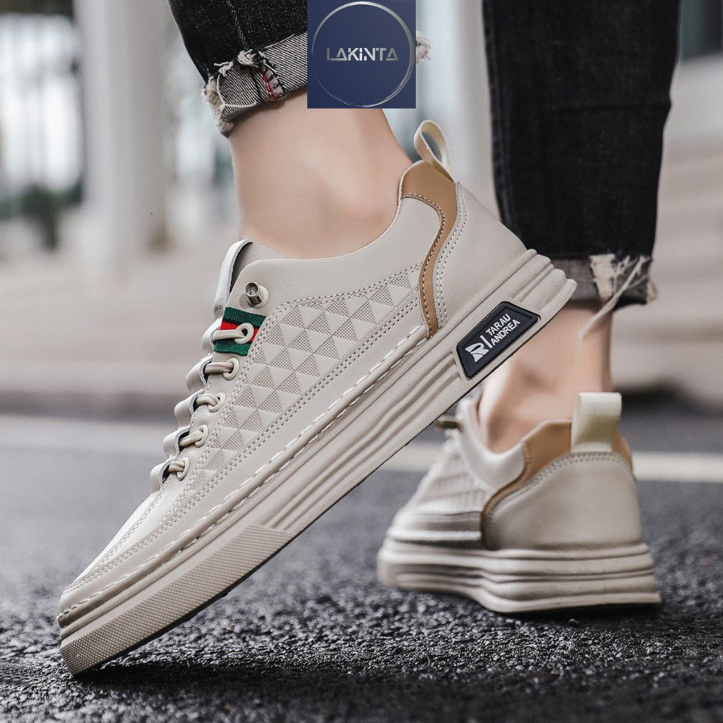 SHANMUSENLIN☘Giày sneaker thể thao nam Lakinta đế bằng phối màu phong cách Hàn Quốc