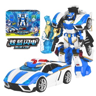 Metal cardbot blue cop original transforming robot action figure