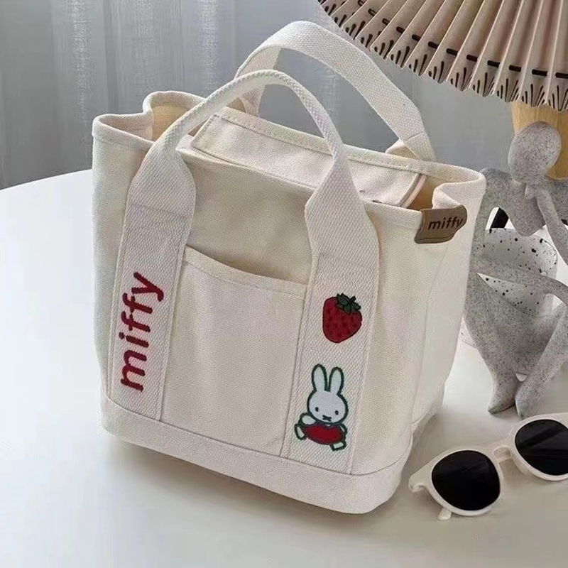 Gjcute Túi Xách Vải canvas Màu Trơn Sức Chứa Lớn Kiểu Dáng Đơn Giản Dành Cho Nữ