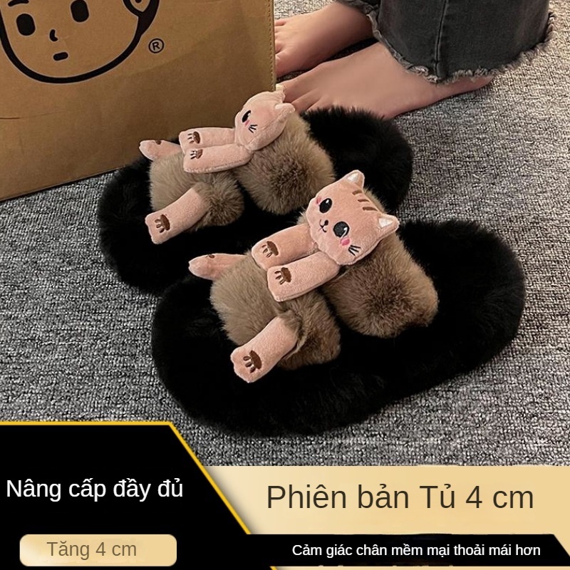 Dép Bông Hình Ếch Hoạt Đi Trong Nhà Đế Dày Thời Trang Thu Đông 2023 Cho Nữ