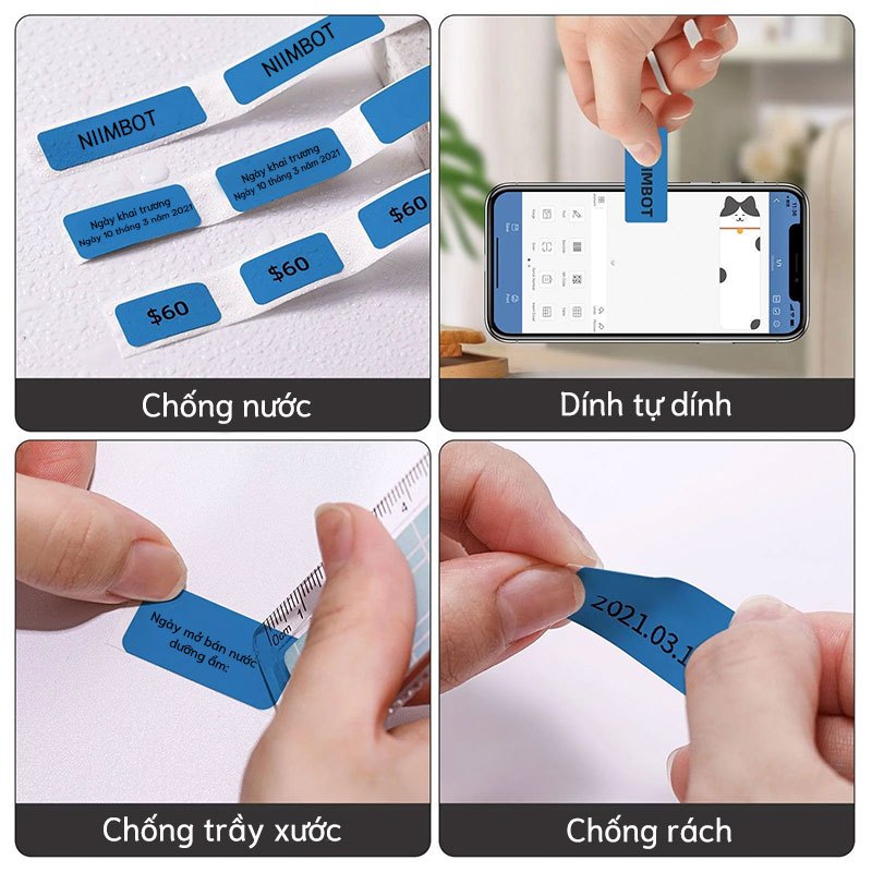 NIIMBOT D101 Giấy nhãn in màu cho ngày lễ Giáng Sinh, nhãn dán tên cho học sinh mẫu giáo, nhãn dán dễ thương cho ghi chú gia đình chống nước.