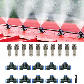 Set 10 vòi phun nước tưới cây 8mm kèm đầu nối chữ t