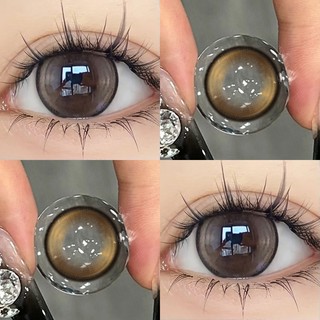 Ksseye 1 Cặp Kính Áp Tròng 14.2Mm Mắt To Màu Đen / Nâu Tự Nhiên Cho Nữ