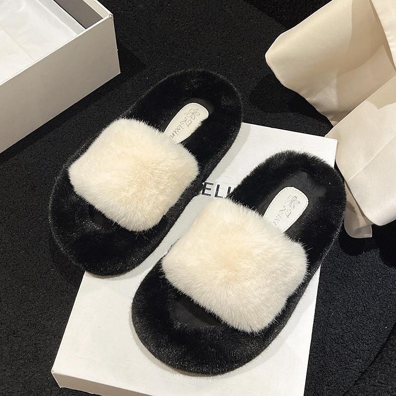 UOUO Dép lông nữ 7CM Dép Thời Trang Đơn Giản Cho Nữ dép bánh mì Êm ái Nổi bật Chống bám bụi Trẻ trung FMR23A0SLR 43Z231024